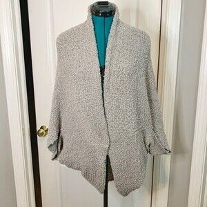 Saks Fifth Avenue Textured Boucle Cocoon Open Front Shrug Knit Soft Sweater